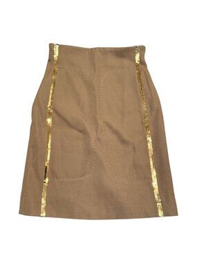 Nwt West End Women's Pencil skirt w/Gold Sequins accents Sz: S Olive Check Desc